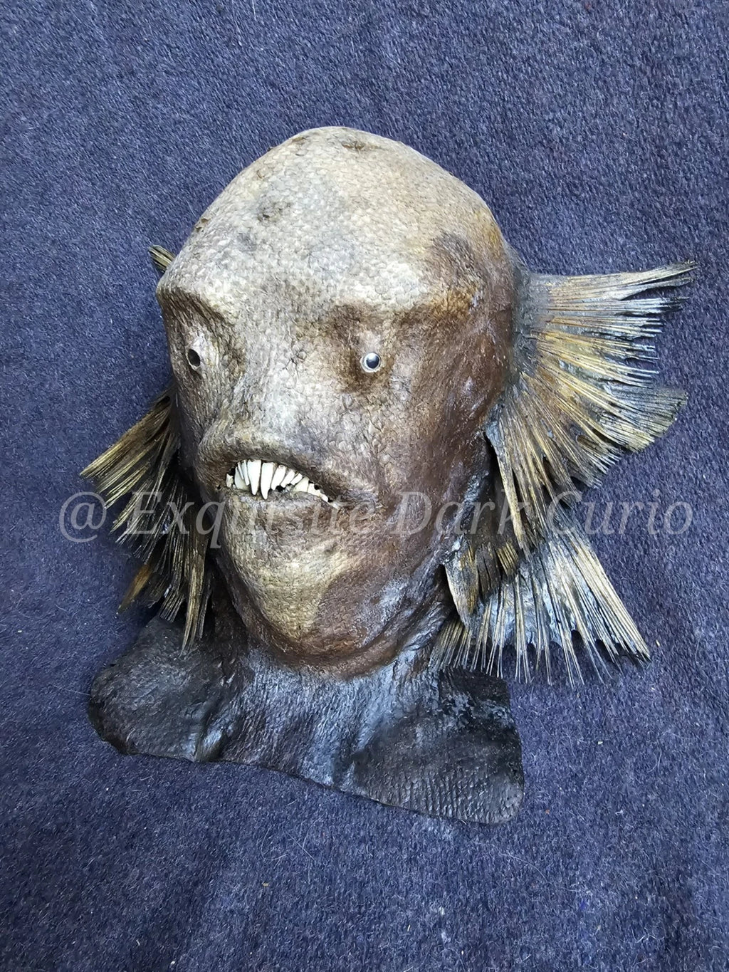 Juan Cabana Fish Man Head Gaff Sideshow - Mixed Media Fish-Skin Oddity