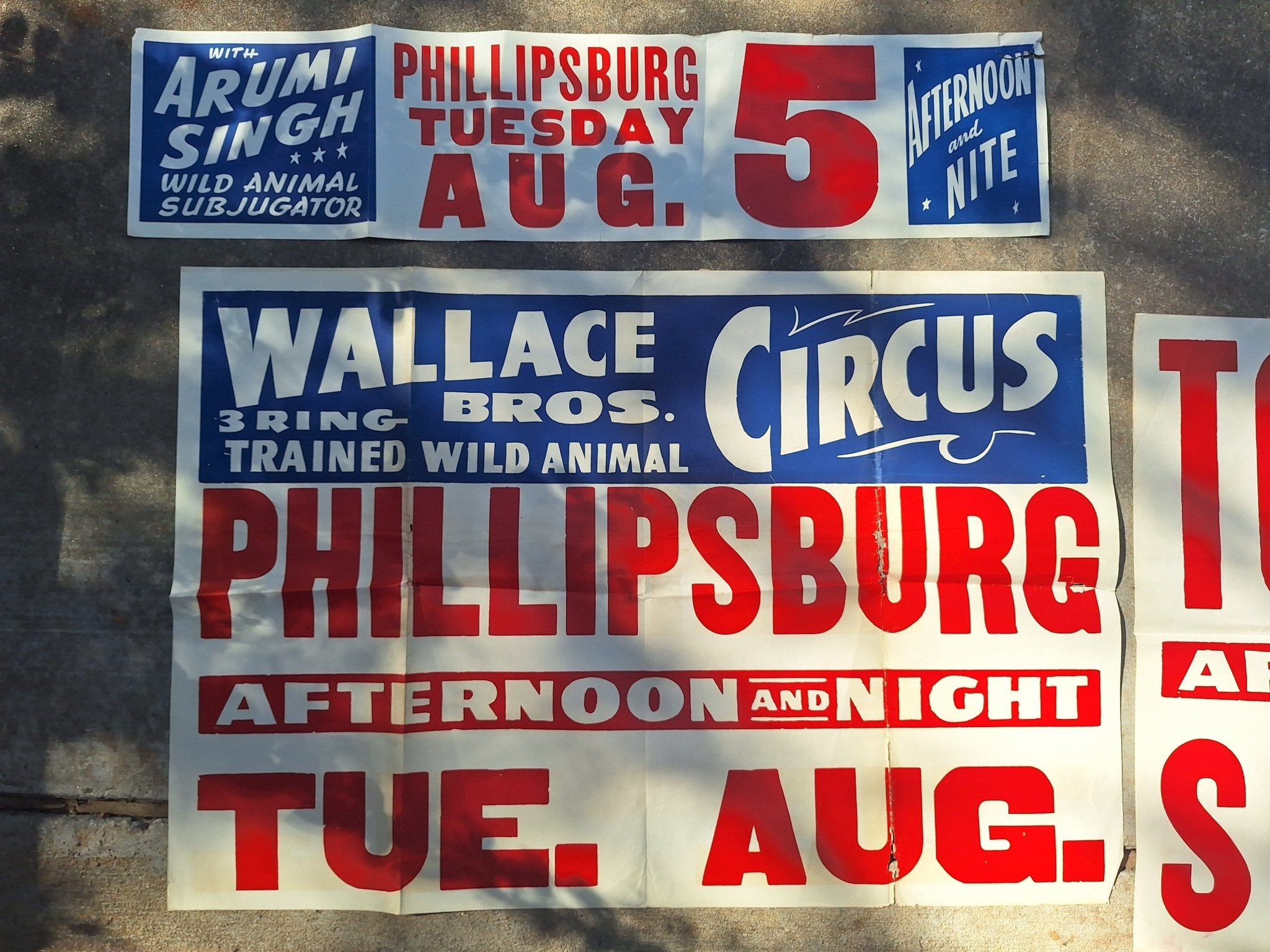 Set of Large Paper Wallace Bro's Circus Poster c1950s - Exquisite Dark Curio