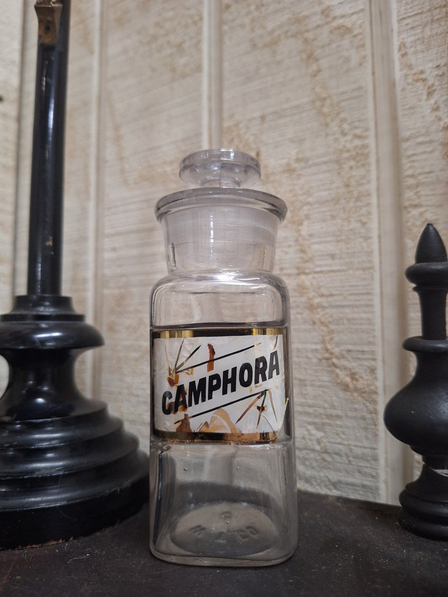 Small 19th Century LUG Apothecary Jar - Camphora - Exquisite Dark Curio