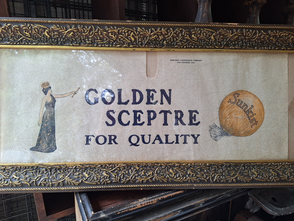 Spider Webbed Golden Sceptre Sunkist 1920's Advertisement Framed - Exquisite Dark Curio