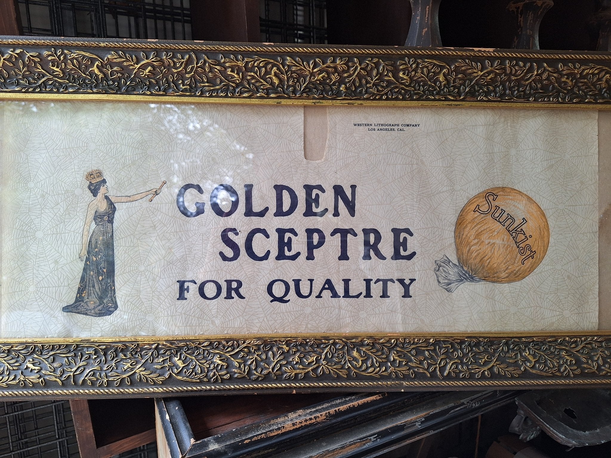Spider Webbed Golden Sceptre Sunkist 1920's Advertisement Framed - Exquisite Dark Curio