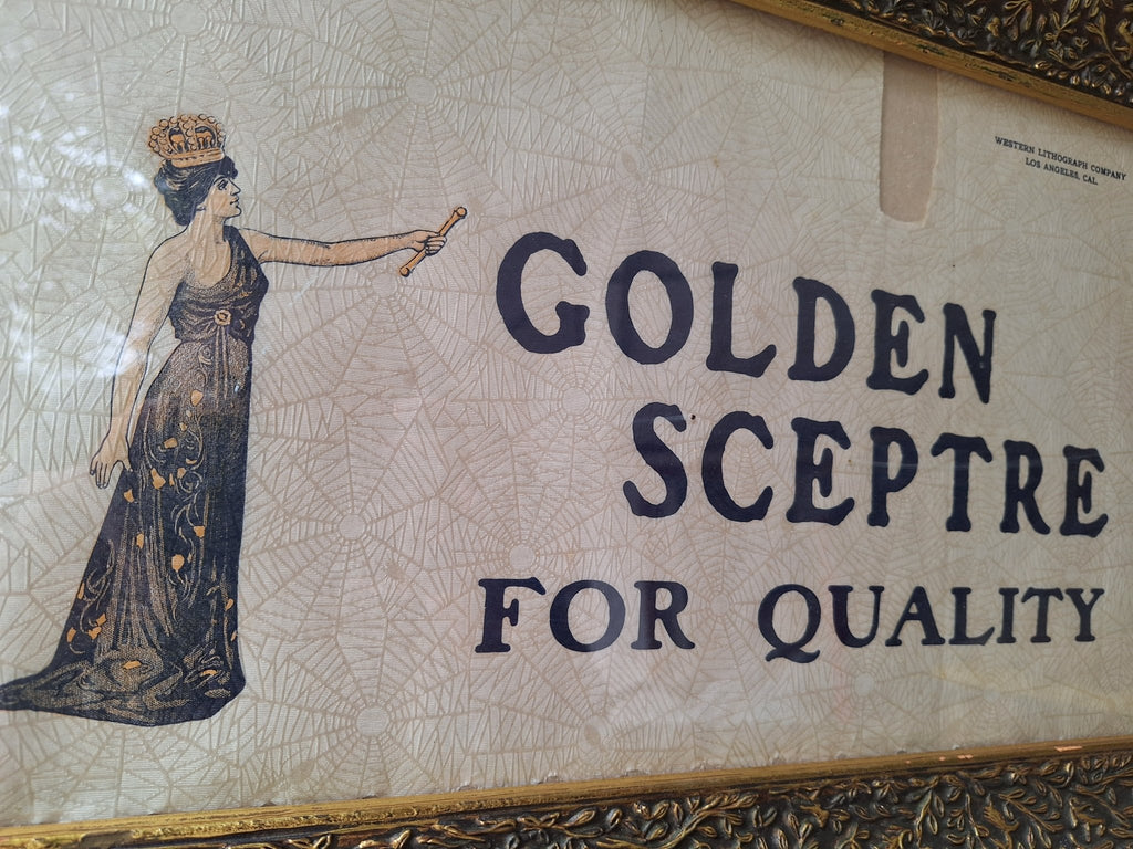 Spider Webbed Golden Sceptre Sunkist 1920's Advertisement Framed - Exquisite Dark Curio
