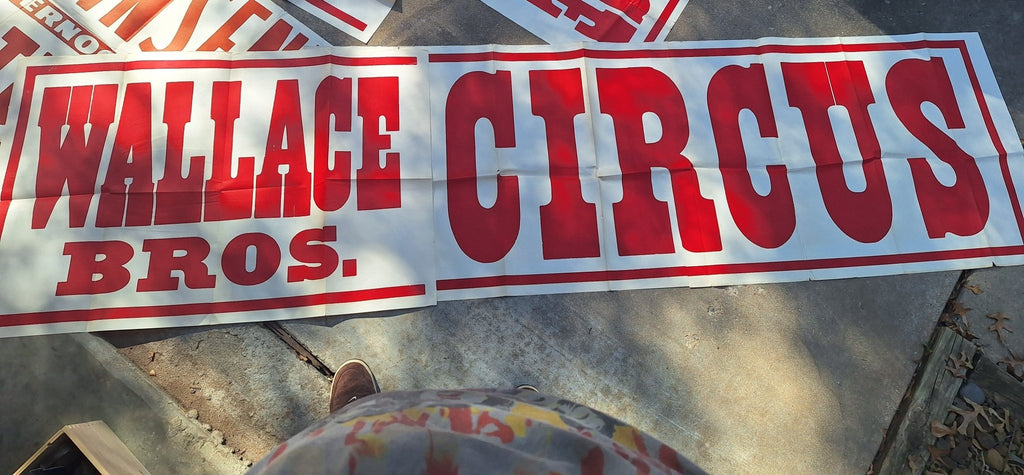 Very Large Paper Wallace Bro's Circus Poster c1950s two part poster - Exquisite Dark Curio