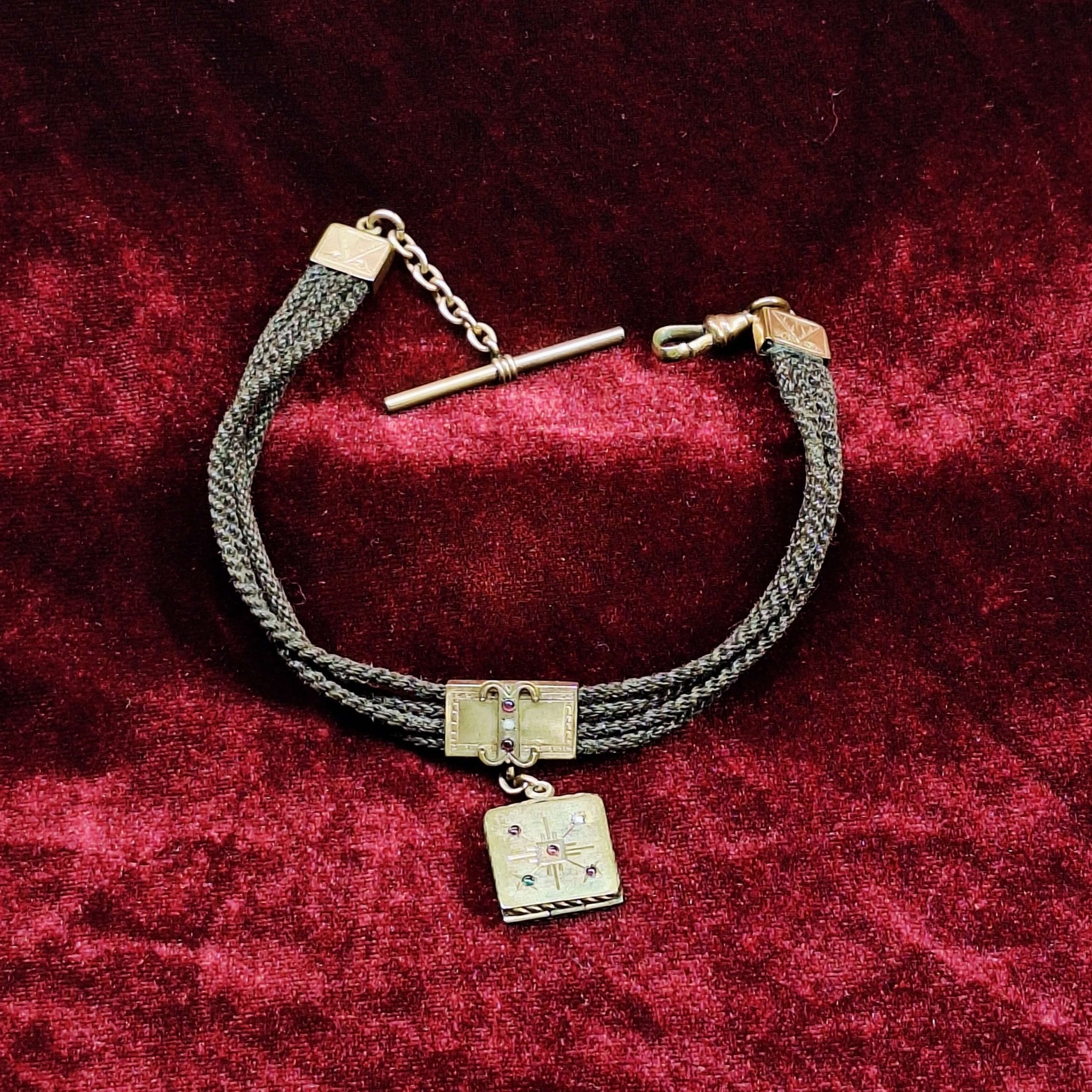 Victorian Mourning Hair Watch Fob Locket - Exquisite Dark Curio