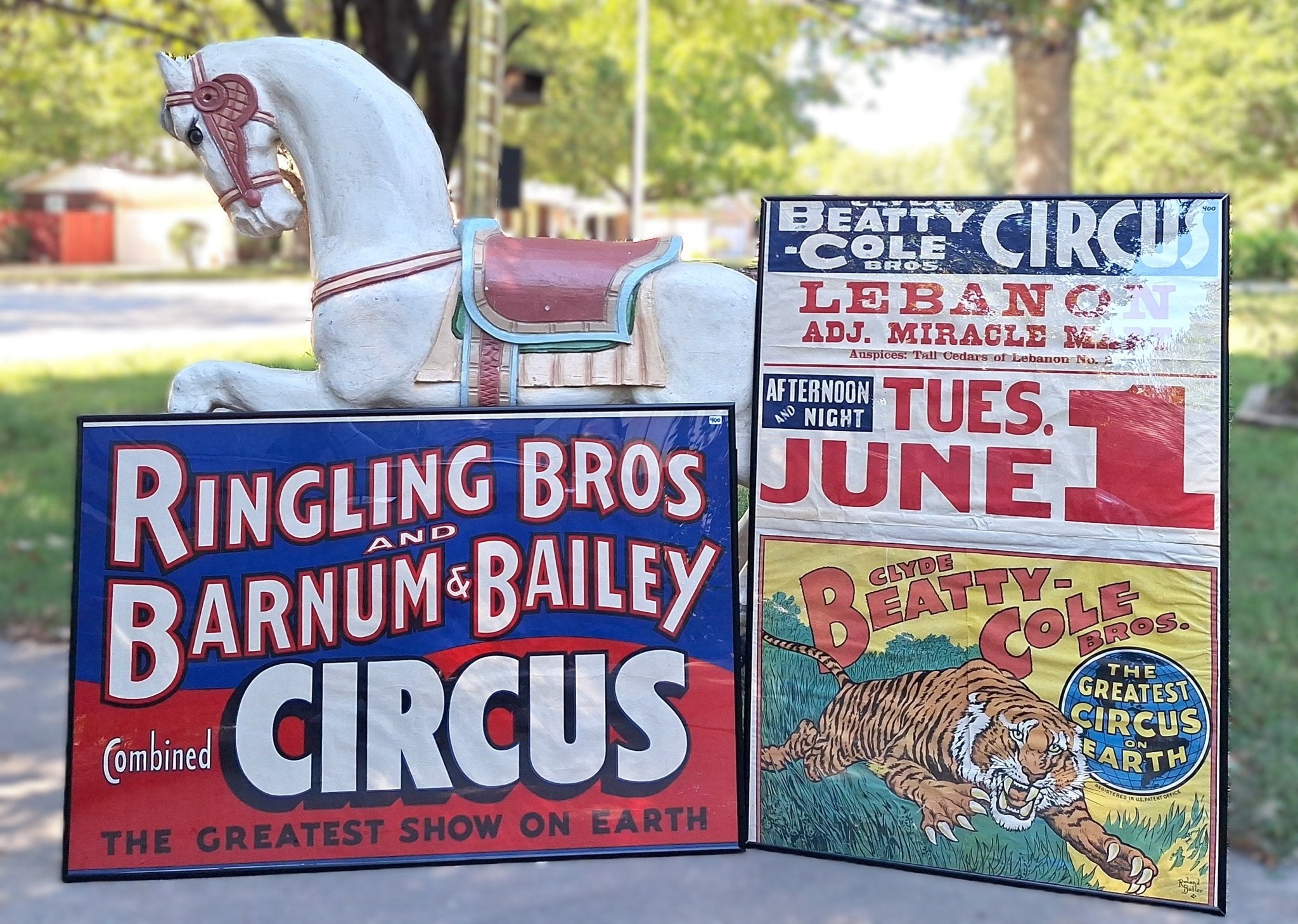 Vintage 1940's Clyde Beatty - Cole Bros. Circus Tiger Poster - Exquisite Dark Curio