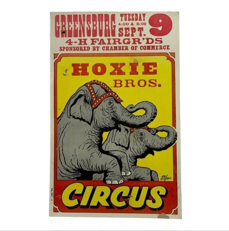 Vintage 1980 Hoxie Bros. Circus Poster - 22" X 14" - Exquisite Dark Curio