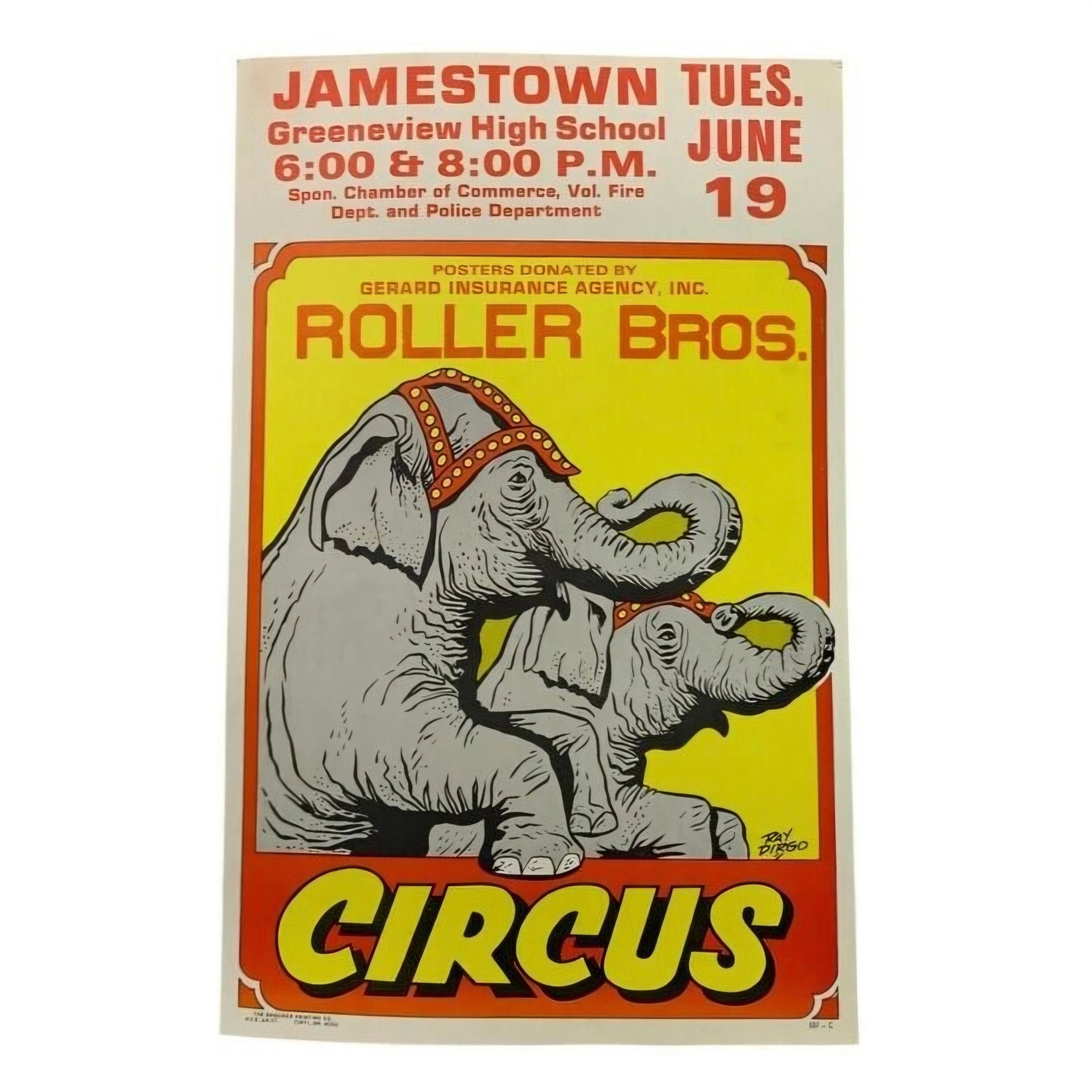 Vintage 1984 Roller Bros. Circus Poster - 22" X 14" - Exquisite Dark Curio