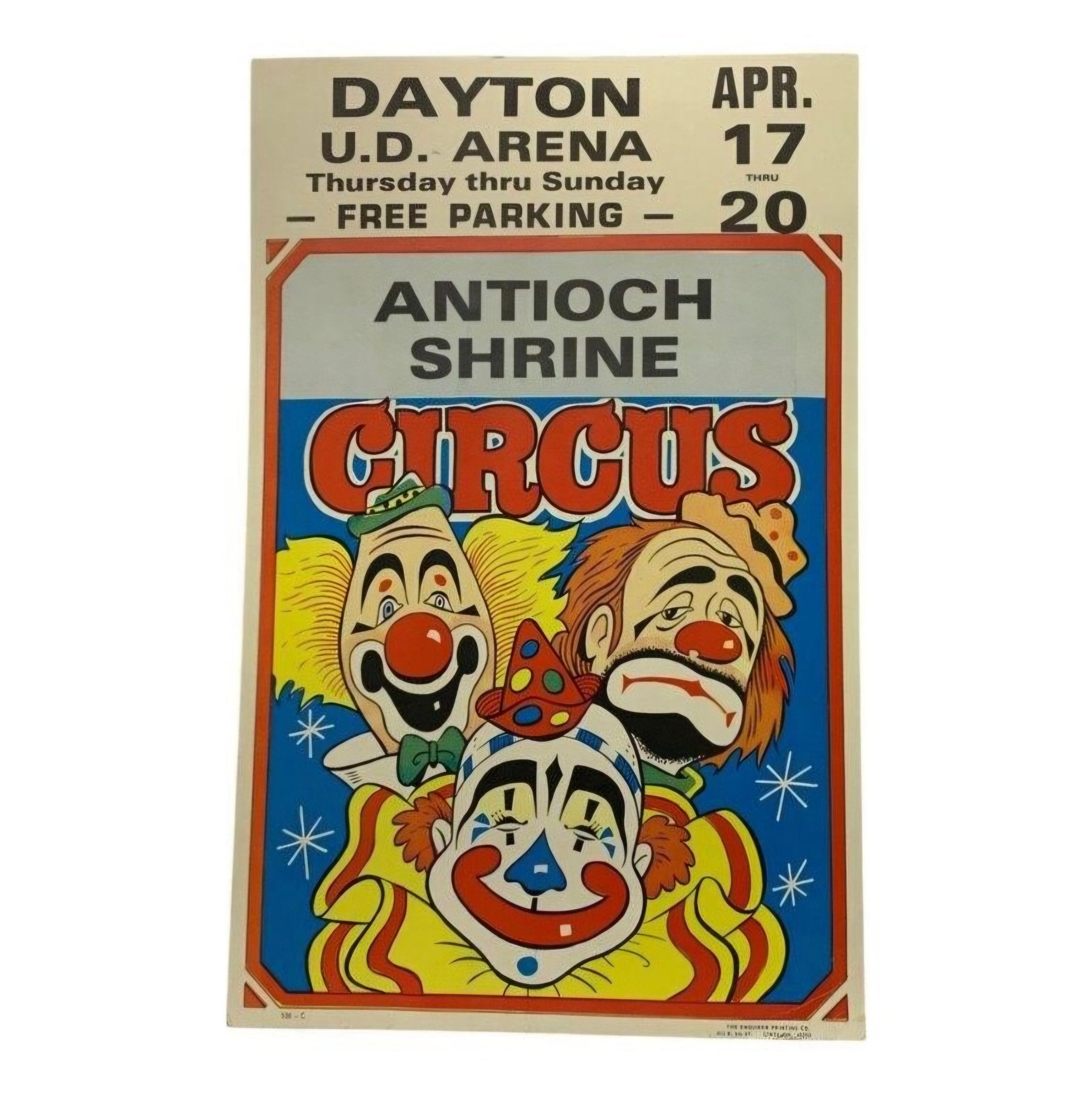 Vintage 1986 Antioch Shrine Circus Poster - 22" X 14" - Exquisite Dark Curio