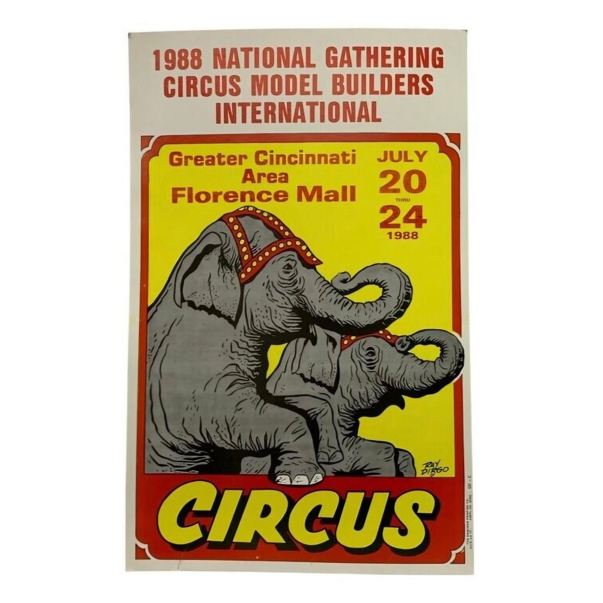 Vintage 1988 National Gathering Circus Poster, National Gathering, Circus Model Builders, Greater Cincinnati Area Florence Mall - 22" X 14" - Exquisite Dark Curio