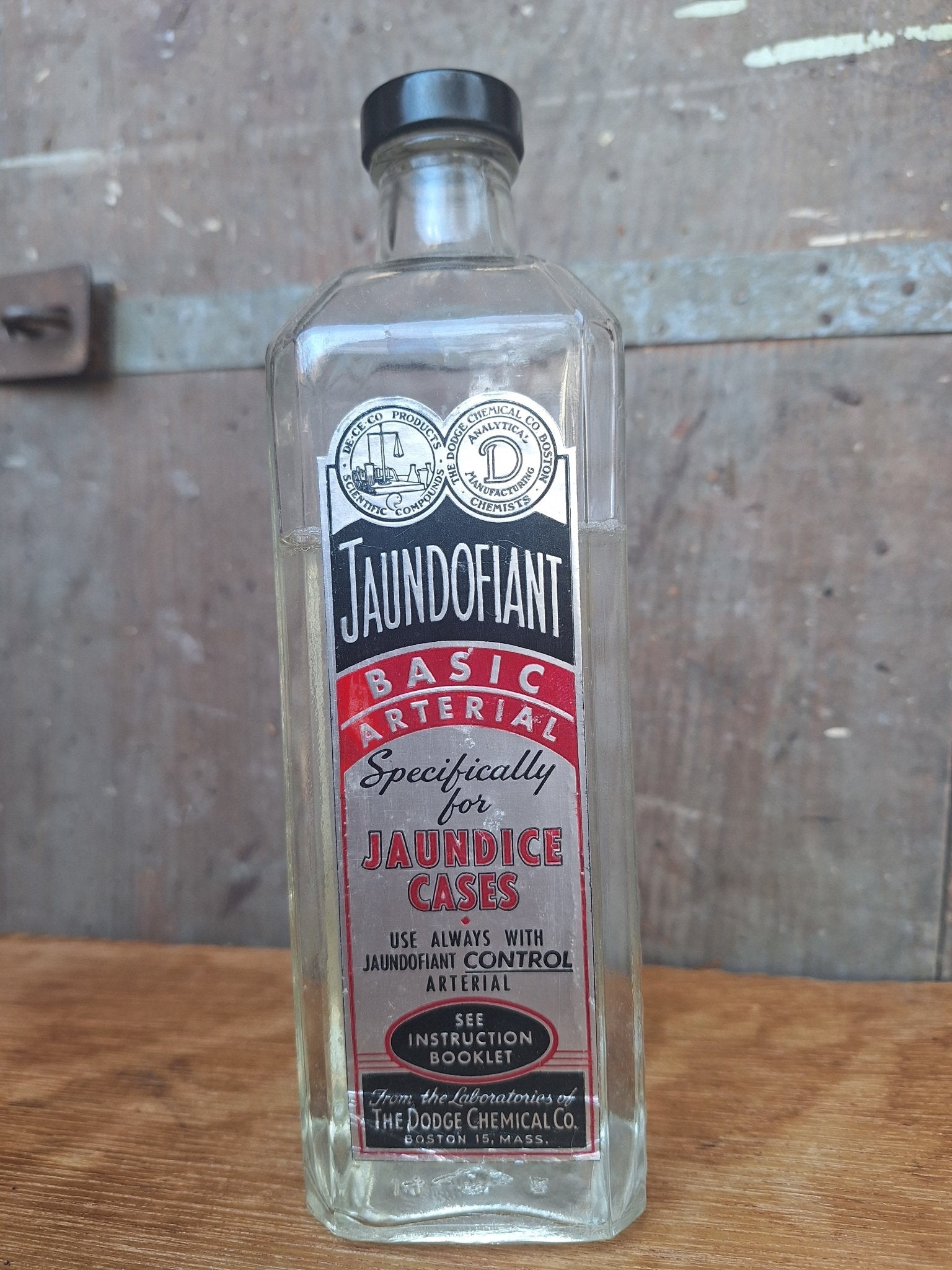 Vintage Dodge Embalming Bottle Jaundofiant for Jaundice Cases - Exquisite Dark Curio