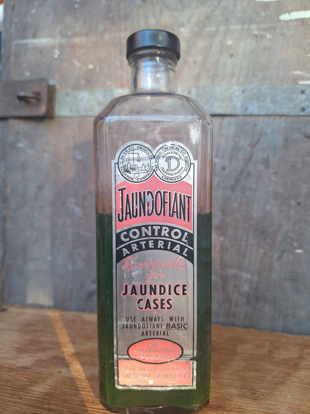 Vintage Dodge Jaundofiant Control Arterial Embalming Bottle - Green Liquid - Glows under UV - Exquisite Dark Curio