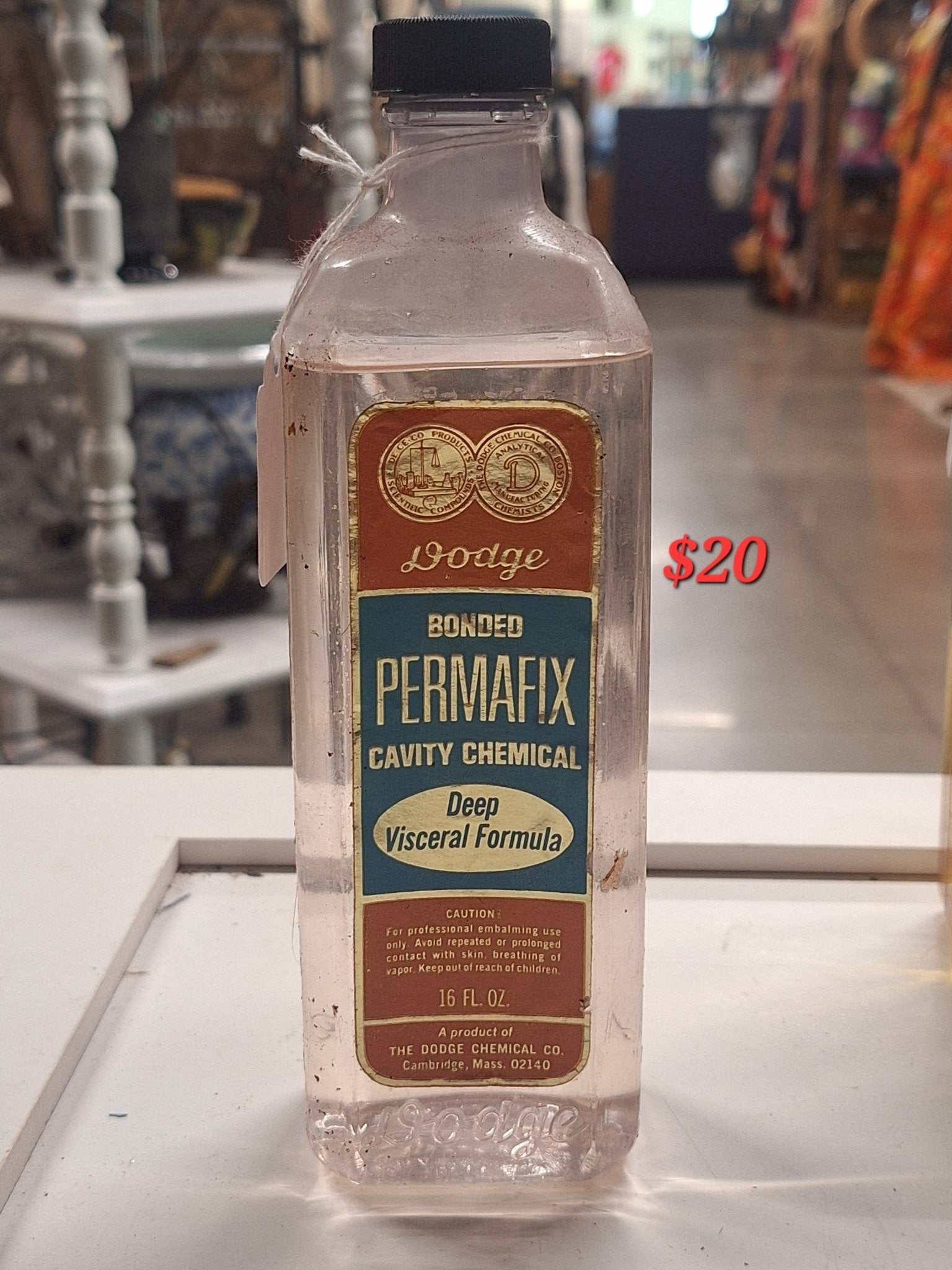 Vintage Dodge Permafix Deep Visceral Fluid Plastic Embalm Bottle - Exquisite Dark Curio