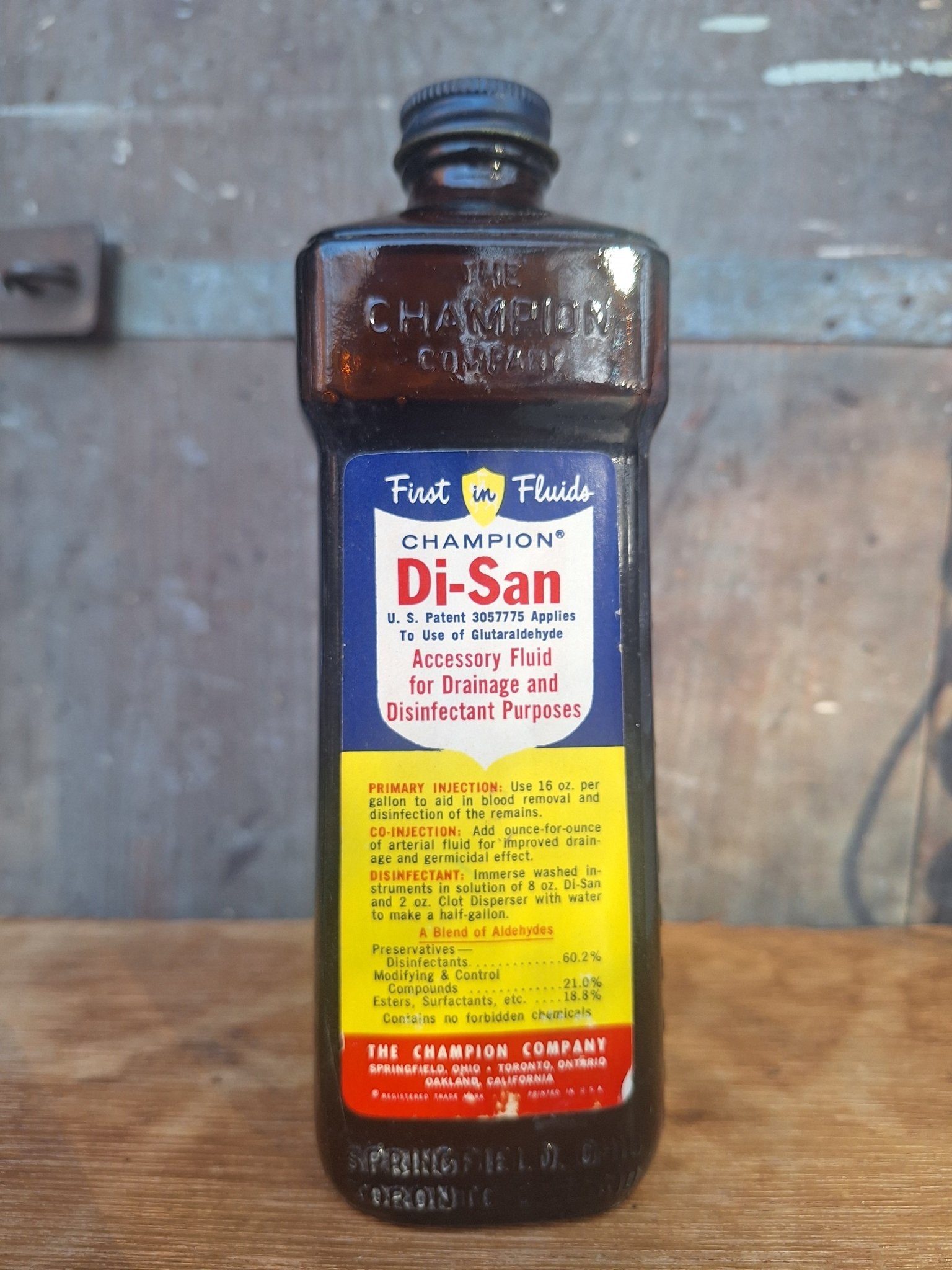 Vintage Embalming Bottle Champion Di - San - Exquisite Dark Curio