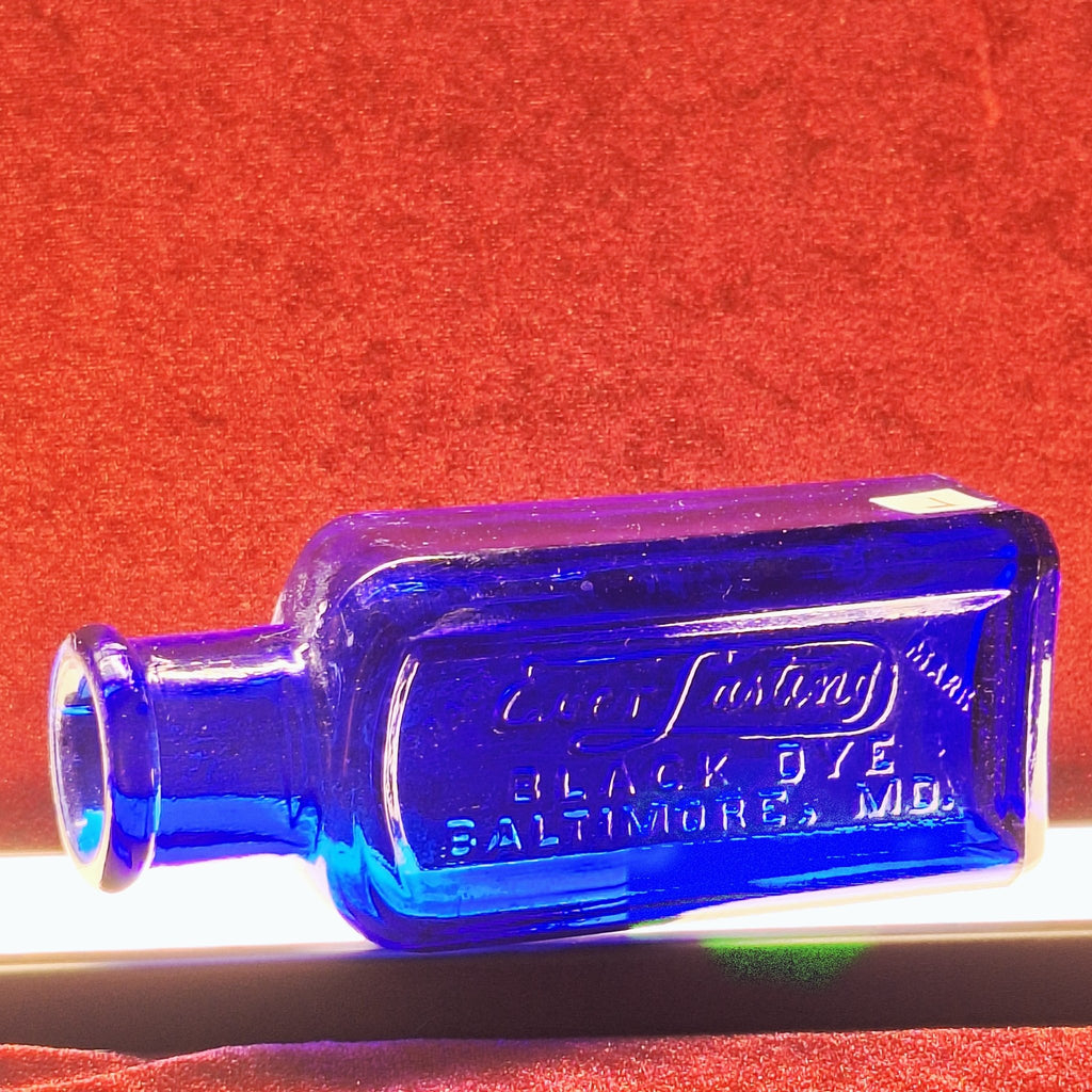Vintage Everlasting Black Dye Cobalt Blue Bottle – Baltimore 1920s Household Dye - Exquisite Dark Curio