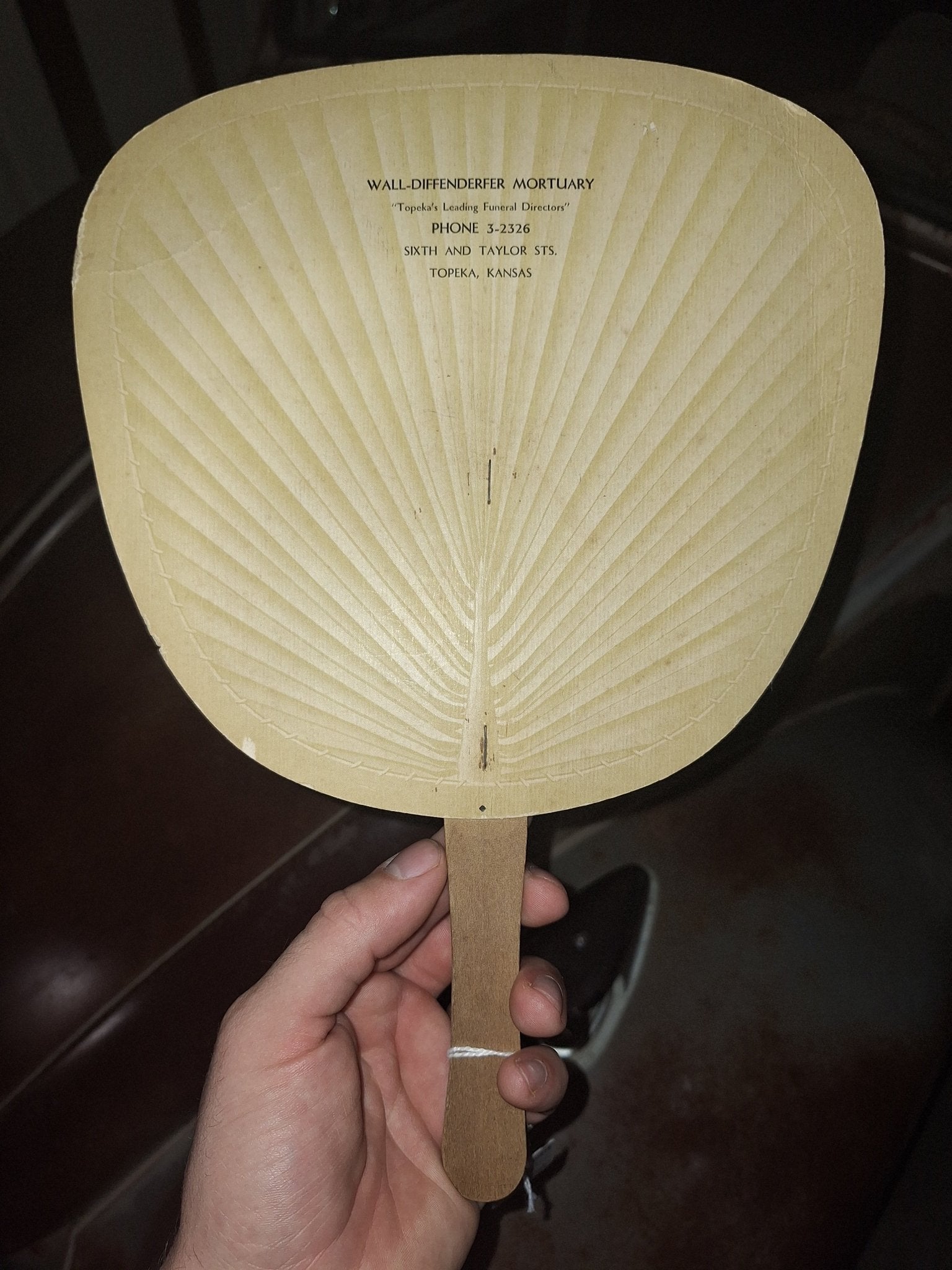 Wall - Diffenderfer Mortuary Fan Antique - Exquisite Dark Curio